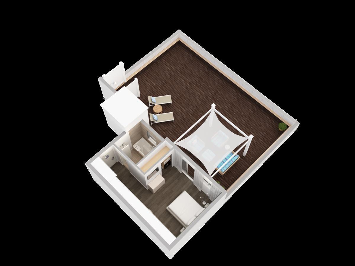 Habitación con terraza - 1 cama extragrande - Frente al océano