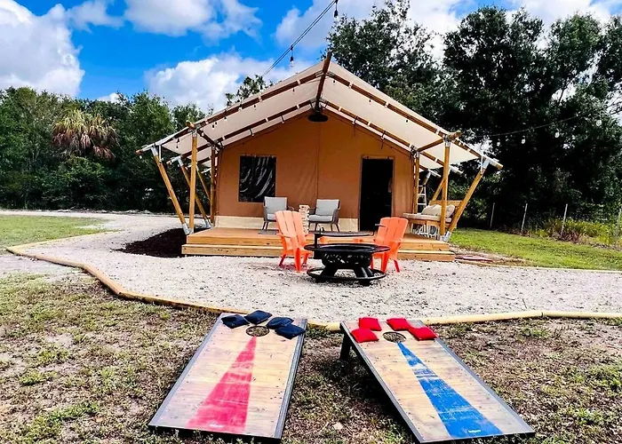 Outstanding Safari Tent With Jacuzzi And And Beautiful Outdoor And Indoor Living In Florida